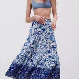 Blue Floral Maxi Skirt